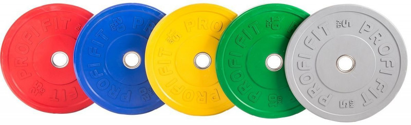 Диск для штанги каучуковый, цветной PROFI-FIT D-51