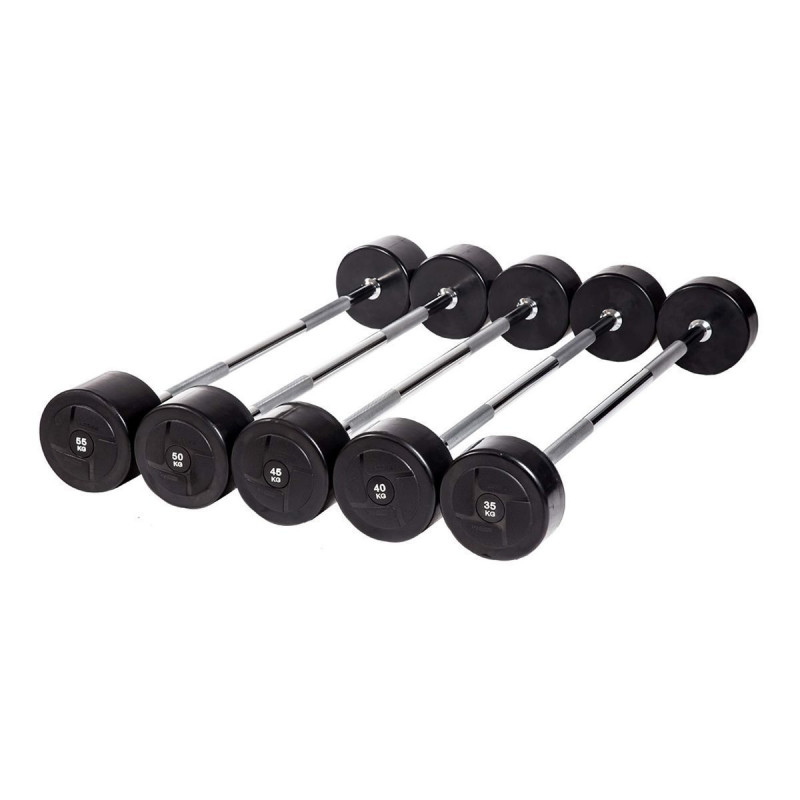 Набор прямых обрезиненных штанг (шаг 5 кг, 5 шт) 35-55 кг PROFI-FIT