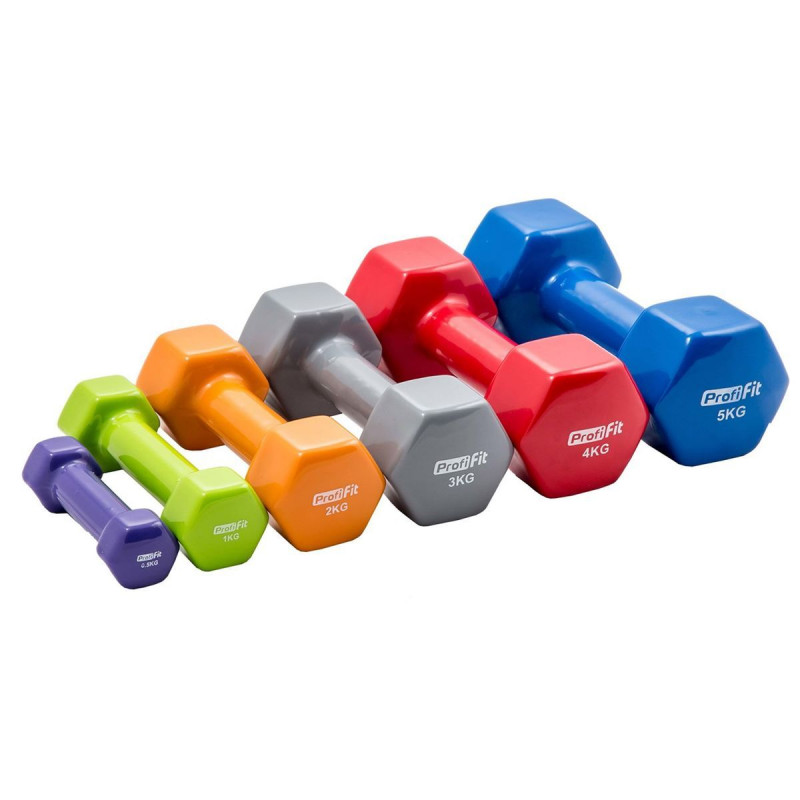 Гантель в виниловой оболочке, шестигранник 4 кг, красная PROFI-FIT