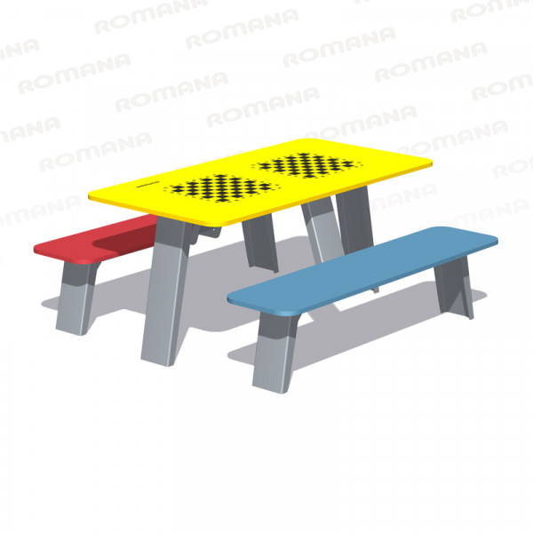 Стол со скамьями шахматный (детский) Romana 302.35.00-01