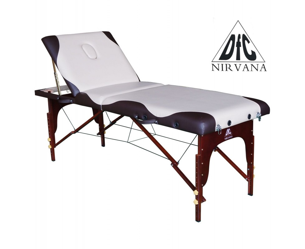 Массажный стол DFC NIRVANA, Relax Pro , дерев. корич. ножки, цвет бежевый с коричневым