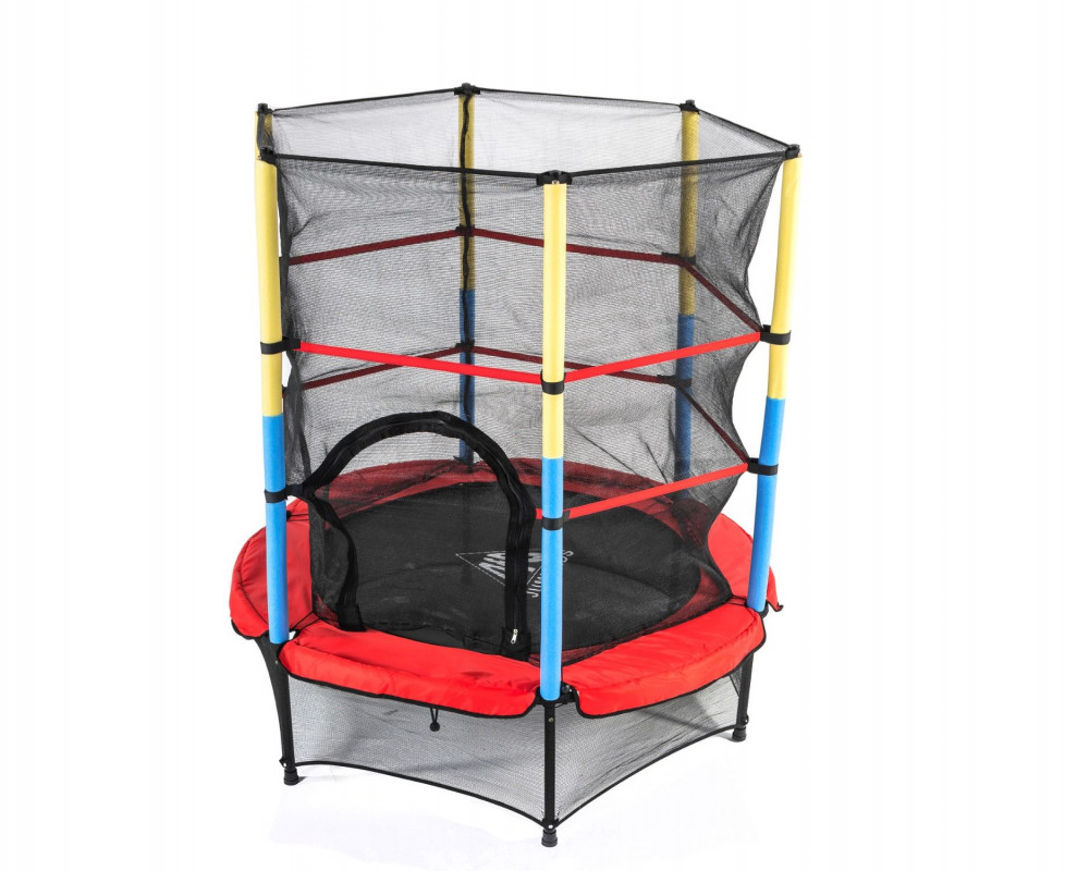 Батут DFC JUMP KIDS 55" красный с желто-синими стойками