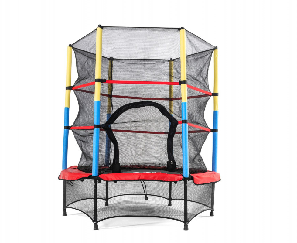 Батут DFC JUMP KIDS 55" красный с желто-синими стойками