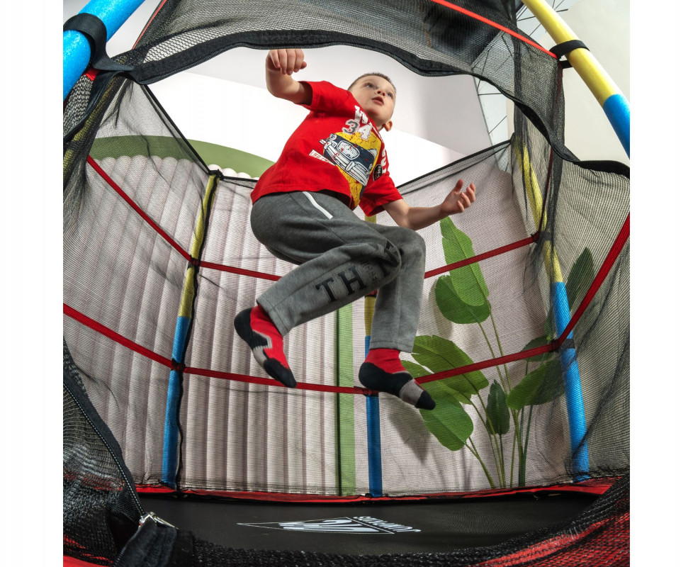 Батут DFC JUMP KIDS 55" красный с желто-синими стойками