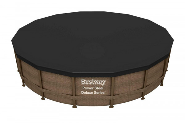 Каркасный бассейн Bestway Power Steel 488х122см "Ротанг" 19480л, фил.-нас. 5678л/ч, лестн., тент, попл.-доз.