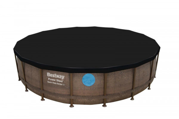 Каркасный бассейн Bestway Power Steel 549x122см "Ротанг" 23062л, фил.-нас. 5678л/ч, лестн., тент, попл.-доз.