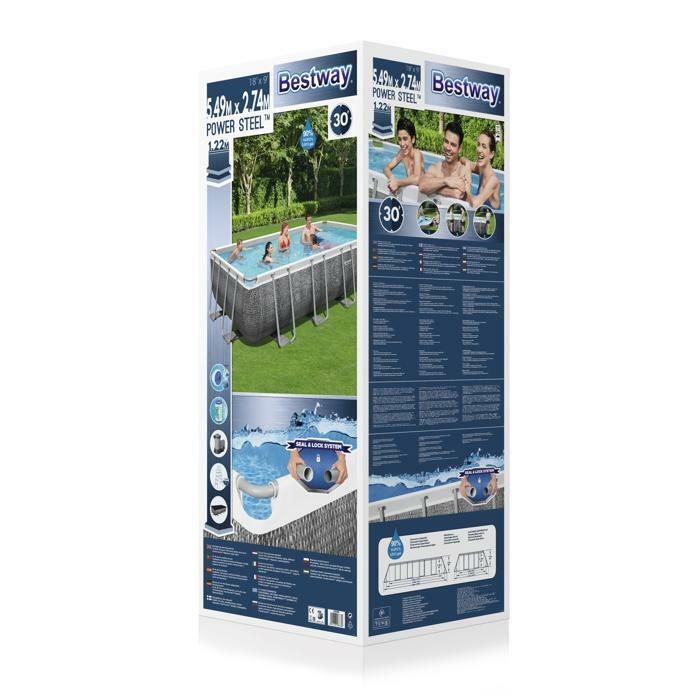 Каркасный бассейн Bestway Power Steel 549х274х122см, 14812л, фил-насос 5678л/ч, лестница, тент, попл-доз