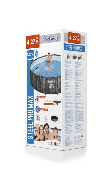 Каркасный бассейн Bestway Steel Pro Max 427х107см, 13030л, фил.-насос 3028л/ч, лестница, тент