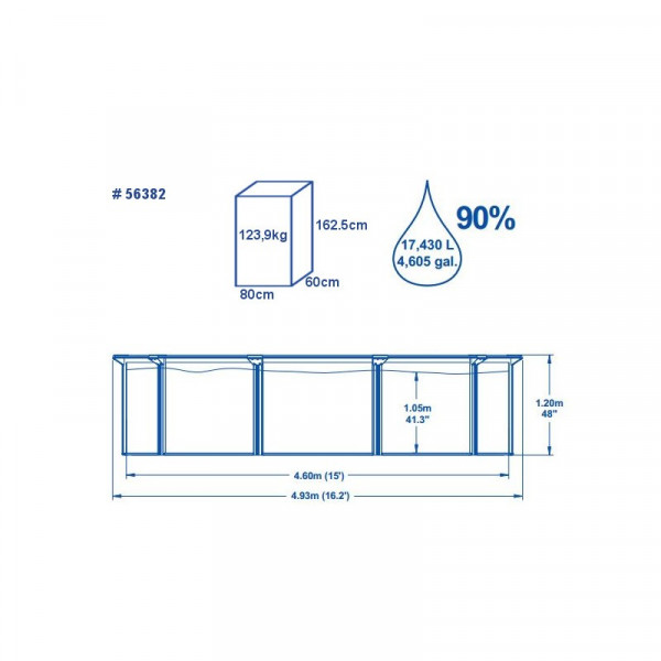 Стальной бассейн Bestway Hydrium 460х120см, 17430л, песч.фил.-нас. 5678л/ч, лестн., тент, подст., попл.-доз