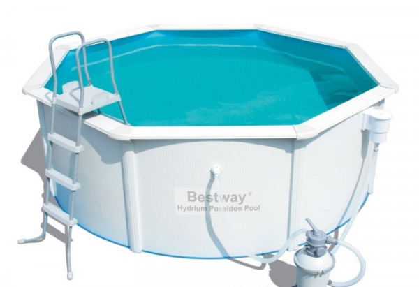 Стальной бассейн Bestway Hydrium 360х120см, 10990л, песч.фил.-нас. 3028л/ч, лестн., тент, подст., попл.-доз
