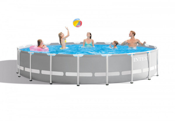 Каркасный бассейн Intex Prism Frame 610х132см, 32695л, фил.-насос 5678л\ч, лестница, тент, подстилка (26756)