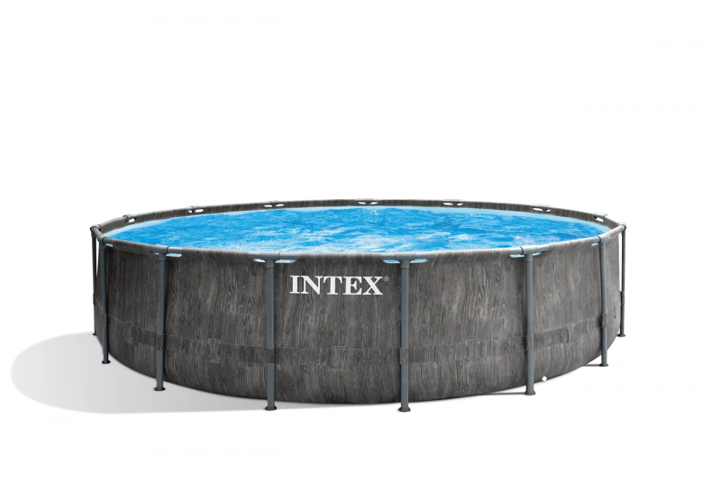 Каркасный бассейн Intex Prism Frame 457х122см "Greywood" 16805л, фил.-насос 3785л\ч, лестница