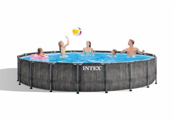 Каркасный бассейн Intex Prism Frame 549х122см "Greywood" 24311л, фил.-насос 5678л\ч, лестница, тент, подстилка
