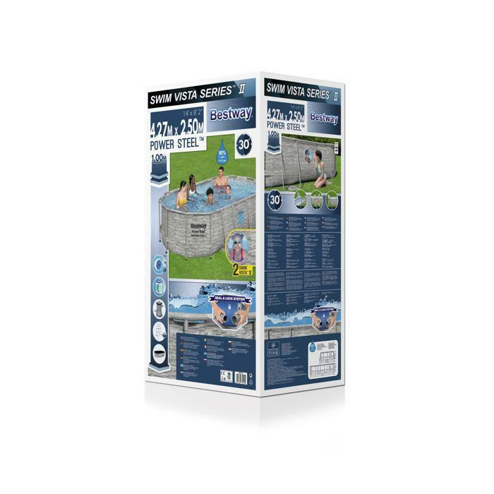 Каркасный бассейн Bestway Power Steel 427х250х100см "Ротанг" 7250л, фил.-нас. 2006л/ч, лестн, тент, попл-доз