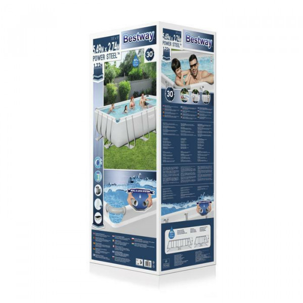 Каркасный бассейн Bestway Power Steel 549х274х122см, 14812л, фил.-насос 5678л/ч, лестница, тент, попл.-доз.