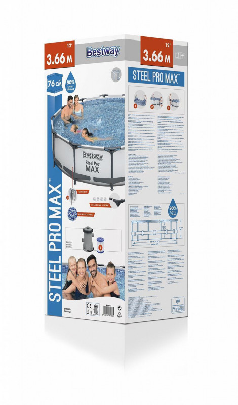 Каркасный бассейн Bestway Steel Pro Max 366х76см, 6473л, фил.-насос 1249л/ч (56416 BW)