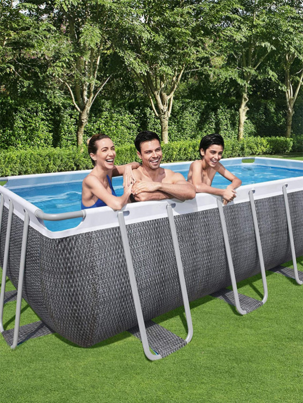 Каркасный бассейн Bestway Power Steel 488х244х122см, 11532л, фил.-насос 3028л/ч, лестница, тент, попл.-доз (56996 BW)