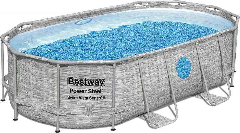 Каркасный бассейн Bestway 488х305х107см "Ротанг" 7250л, песч.фил.-нас. 3028л/ч, лестница, тент, попл.-доз (56946 BW)