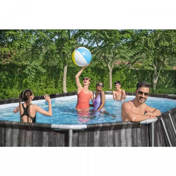 Каркасный бассейн Bestway Power Steel 610х366х122см, 20241л, фил.-насос 5678л/ч, лестница, тент, попл.-доз (5611R BW)