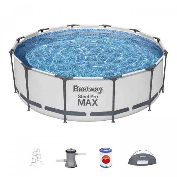 Каркасный бассейн Steel Pro Max 366х100см, 9150л, с навесом, фил.-насос 2006л/ч, лестница
