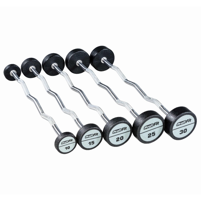 Набор изогнутых полиуретановых штанг (шаг 5 кг, 5 шт) 10-30 кг PROFI-FIT