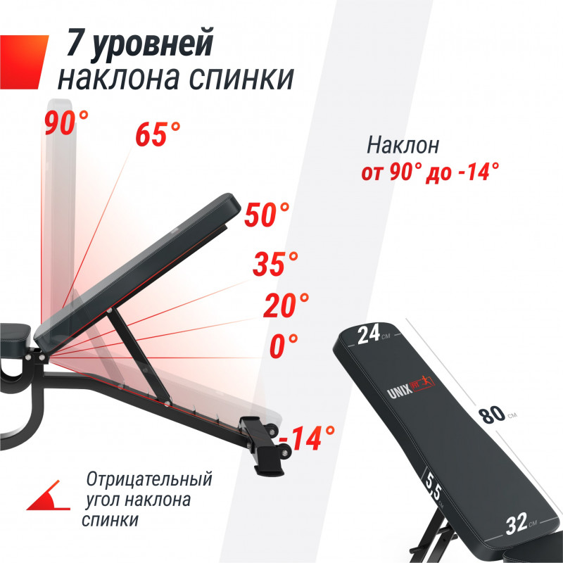 Скамья силовая регулируемая UNIX Fit BENCH 200R